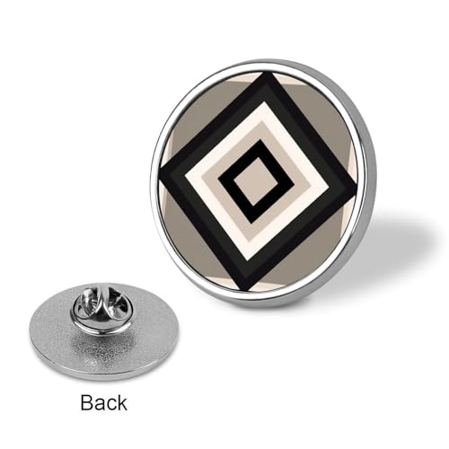 Geometric Blocks And Lines Minimal Neutral Round Brooch Pin Fashion Badge for Men Women Collar Pin Jacket Dress Backpack Accessories