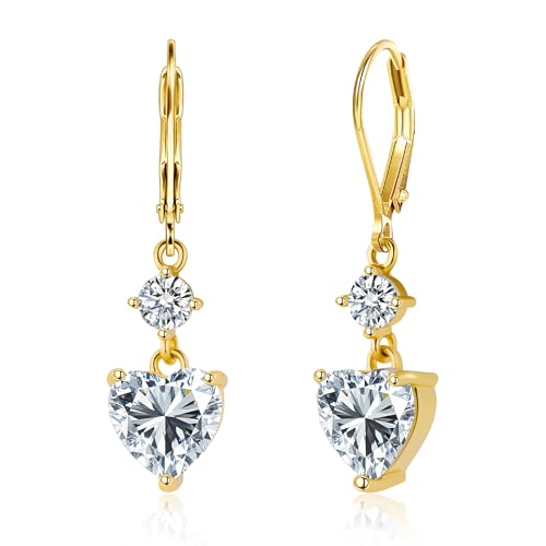 Silver Dangle Double Hoop Earrings For Women Paperclip Link Earring | Drop Small Silver Earrings Square Huggie Paperclip Dangly Hoop Silver Hoops Earrings Jewelry - color: Gold