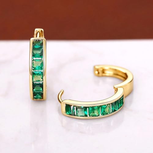 Fashionable Hoop Earrings with Princess Square Cubic Zirconia for Women - color: E6098