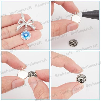 Beebeecraft 1 Box 40Pcs Round Blank Bezel Pendant Trays 304 Stainless Steel Base Cabochon Settings Pendant Blanks for Jewelry Making DIY Findings (Tray: 20mm) - color: Silver, size: 20mm 40pcs