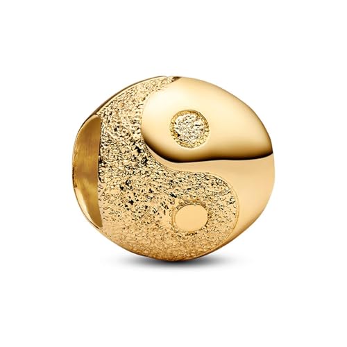 S925 Bead Pendant Charms for Bracelets Necklaces, Compatible with Pandora, Jewelry Making DIY - style: Yin Yang Tai Chi Charm 14K Gold Plated
