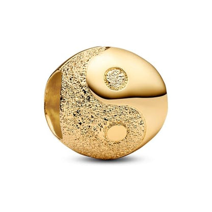 S925 Bead Pendant Charms for Bracelets Necklaces, Compatible with Pandora, Jewelry Making DIY - style: Yin Yang Tai Chi Charm 14K Gold Plated