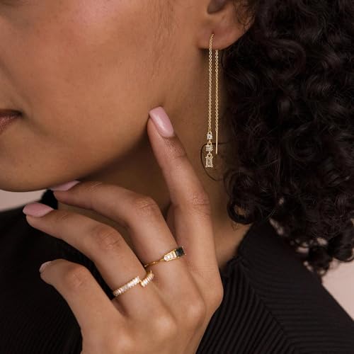 Robaice Long Gold Dangle Earrings for Women, 14K Plated Tassel Earring | Gold Chain Dangling Earrings, Trendy Drop Prom Earring, Lightweight Statement Party Jewelry, Gift for Women - style: G-cz threader chain earrings