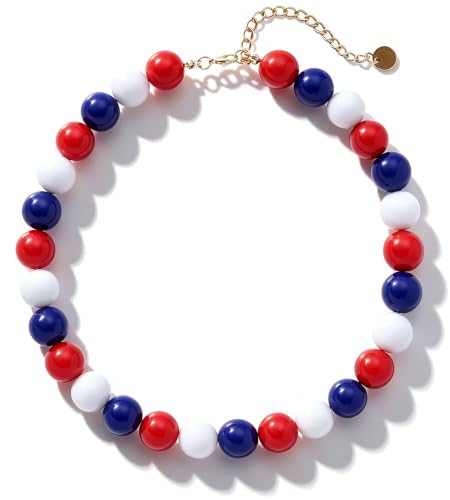 Chunky Beaded Necklace for Women 16mm Round Bead Resin Modern Statement Necklace Jewelry Accessories - color: colorful 07