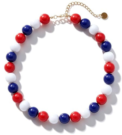 Chunky Beaded Necklace for Women 16mm Round Bead Resin Modern Statement Necklace Jewelry Accessories - color: colorful 07