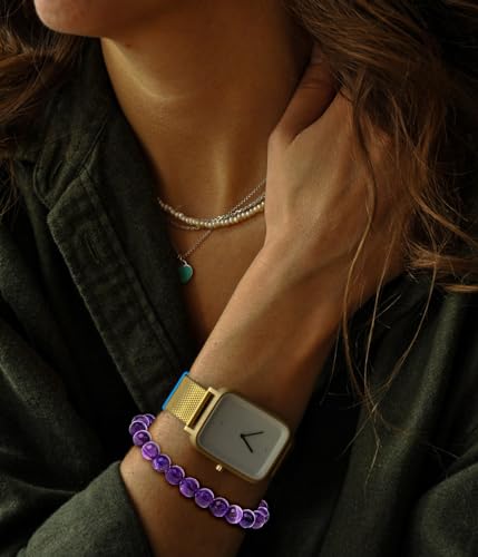 BOMAIL Natural Stone Beaded Bracelet for Women Men | 8mm Round Beads,Healing Crystal,Semi-Precious Gemstone,Yoga,Stretch,Bracelets Jewelry Gift - color: Amethyst
