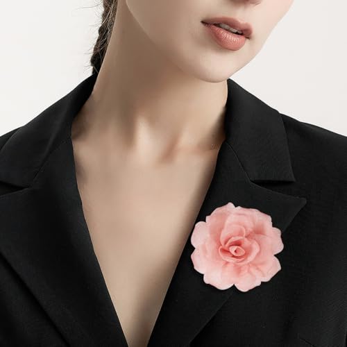 3.1" Chic Light Pink Chiffon Flower Hair Clip | Soft, Elegant & Perfect for Weddings, Parties or Daily Wear | Add a Romantic Touch to Hairstyles, Hats & Outfits | Lightweight, Durable & Easy to Style - color: Salmon