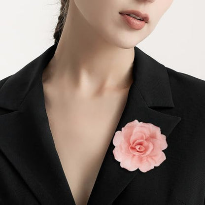 3.1" Chic Light Pink Chiffon Flower Hair Clip | Soft, Elegant & Perfect for Weddings, Parties or Daily Wear | Add a Romantic Touch to Hairstyles, Hats & Outfits | Lightweight, Durable & Easy to Style - color: Salmon