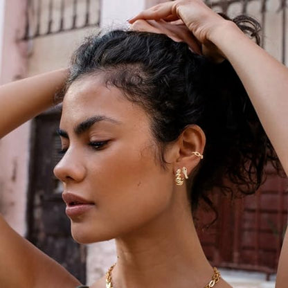 Women Ear Cuff Earring Gold Non Pierced Ear Cartilage Clip on Wrap Hoop 14K Gold Filled Tiny Boho Beach Simple Minimalist Delicate Handmade Hypoallergenic Jewelry Gift-Sold as Single/Pair - style: Link