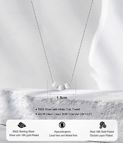 S925 Silver Women's Bar Necklace/Double Circle Layered Y Necklace Chain Adjustable Long/Tiny Pendant Chain Choker for Lady Gift - style: 3 Square