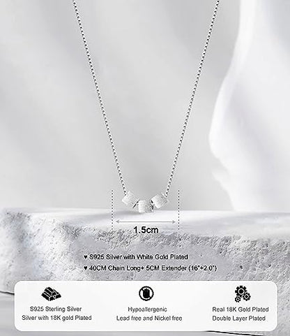 S925 Silver Women's Bar Necklace/Double Circle Layered Y Necklace Chain Adjustable Long/Tiny Pendant Chain Choker for Lady Gift - style: 3 Square