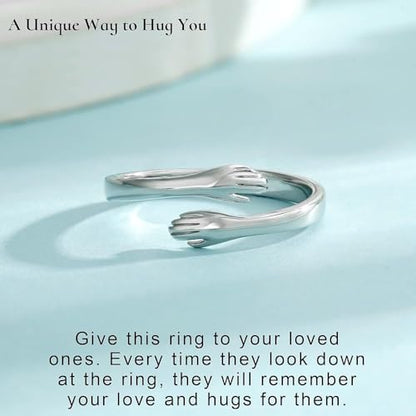 To My Daughter Hug Ring For Hope Rings, Inspirational Stainless Steel Engarved With Always With You Message Adjustable Ring for Women Non Tarnish Jewelry Gift for Her Birthday Christmas - color: alway with you