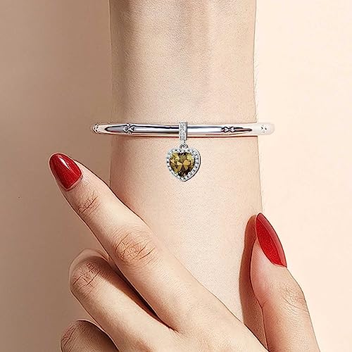 KunBead Dangle January-December Birthstone Love Heart Birthday Charms Compatible with Pandora Charm Bracelet Necklace - color: August