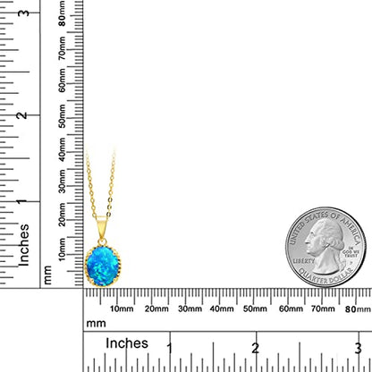 Gem Stone King 11X9MM Oval Gemstone Birthstone Pendant Necklace | 925 Sterling Silver | Solitaire Necklace For Women | With 18 Inch Chain | Fine Jewelry Gifts for Mom Women Wife Her - color: Blue Opal-October