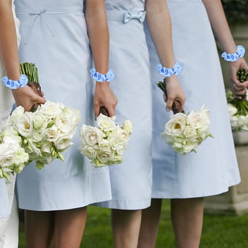 16 Pacs Satin Scrunchies Bridesmaid Proposal Gifts Hair Ties Scrunchies for Women Girls Bachelorette Party Favors (light blue) - color: light blue