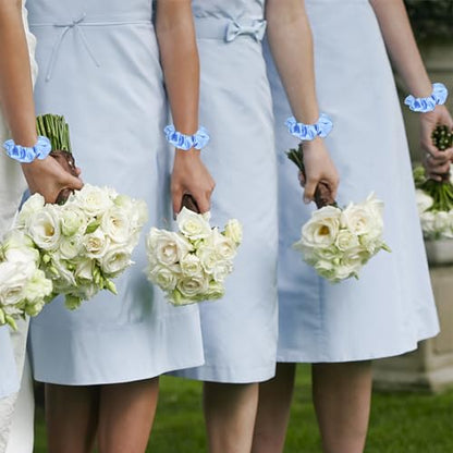 16 Pacs Satin Scrunchies Bridesmaid Proposal Gifts Hair Ties Scrunchies for Women Girls Bachelorette Party Favors (light blue) - color: light blue