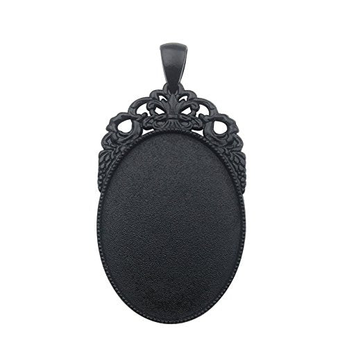 10pcs 30x40mm Black Oval Blank Bezel Pendant Trays Base Cabochon Settings Trays Pendant Blanks (M117) - color: M117