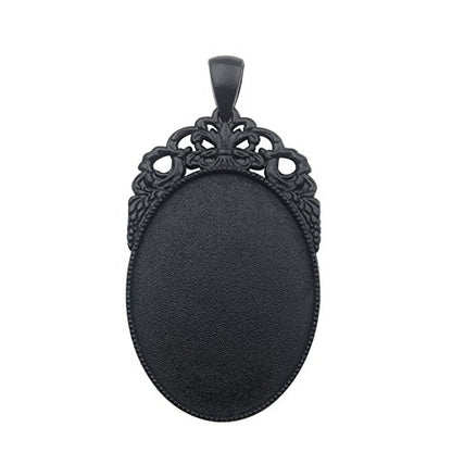 10pcs 30x40mm Black Oval Blank Bezel Pendant Trays Base Cabochon Settings Trays Pendant Blanks (M117) - color: M117