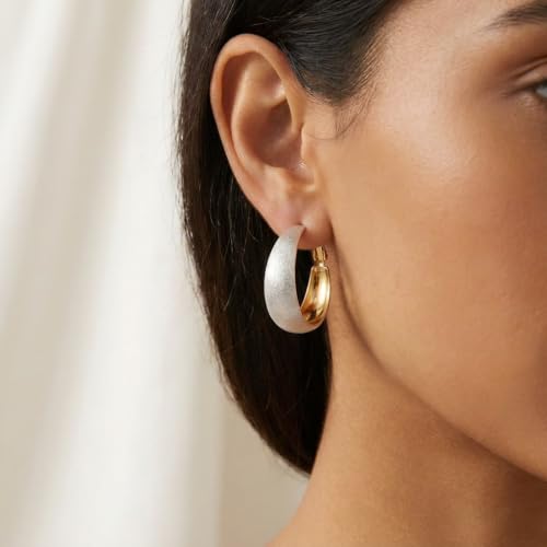 Sonateomber Gold Chunky Crystal Hoop Earrings for Women, Trendy Statement Sparkly CZ Rhinestone Thick Open Hoops Earings Hypoallergenic Wedding Prom Everyday Accessories Fashion Jewelry Gift - color: Gold White