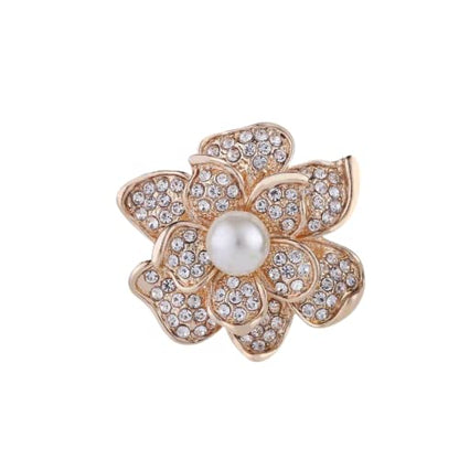 COLORFUL BLING Elegant Imitation Pearl Floral Crystal Brooch Pin for Wedding Bridal Fashion Jewelry - color: C style