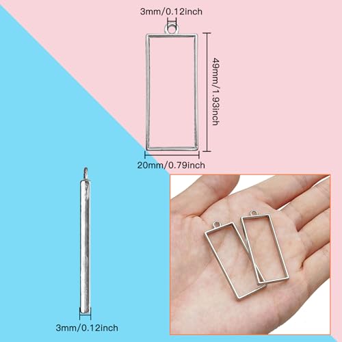 Oubaka Open Bezels for Resin Jewelry Making,50pcs Open Back Bezel Pendants Open Frame Pendant Geometric Hollow Frame Pendant for Pressed Flower,DIY Resin Earrings Necklace(White K) - color: White K;Rectangle;Style A