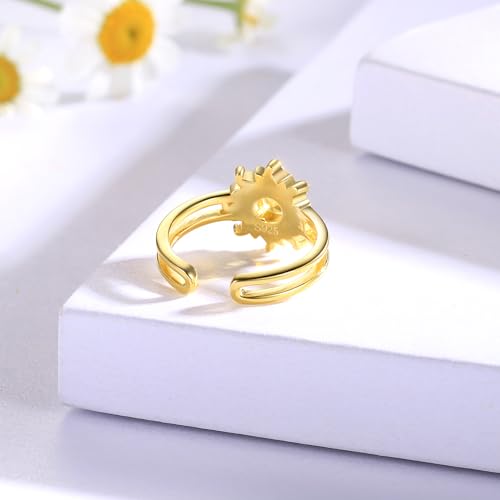 Sariel 925 Sterling Silver Toe Rings for Women Boho Adjustable Mid Finger Rings Summer Vacation Ocean Beach - color: Sun