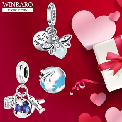 10 Pack Silver Bead Charms Compatible with Charms Bracelet Necklace, Silver Charms for Bracelets for Women, the Pendant Dangle Beads with Cubic Zirconias Are the Perfect Jewelry Gift for Women, Ideal for Christmas, Birthdays, Mother's Day, and Valentine's
