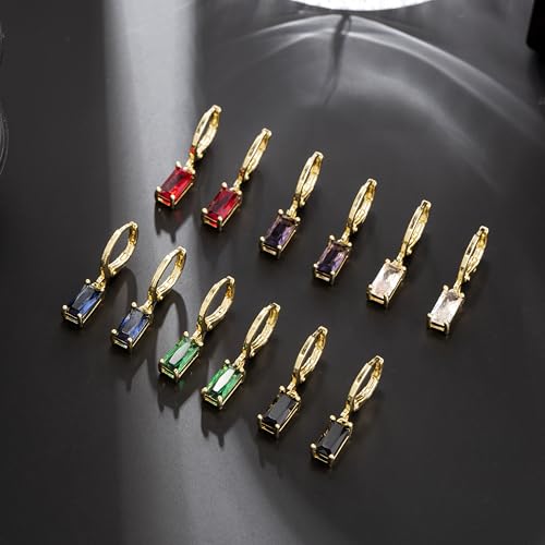 Multicolor Crystal Dangle Studs Earrings Set for Women 925 Silver Hypoallergenic Dangle Earrings Leverback Drop Earring Fashion Cubic Zirconia Leverback Stud Earring Sets Trendy Cubic Zirconia Jewelry Gifts for Women - style: 6-D-G