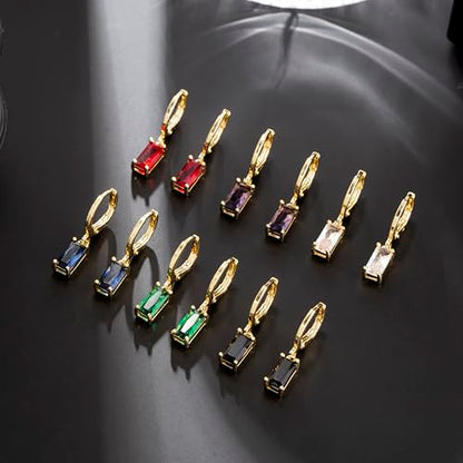 Multicolor Crystal Dangle Studs Earrings Set for Women 925 Silver Hypoallergenic Dangle Earrings Leverback Drop Earring Fashion Cubic Zirconia Leverback Stud Earring Sets Trendy Cubic Zirconia Jewelry Gifts for Women - style: 6-D-G