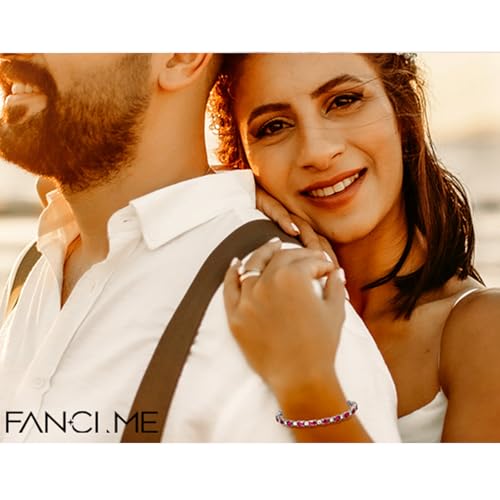 FANCIME Glamour Radiance Sterling Silver Birthstone Tennis Bracelets 7" | Charm Fine Jewelry Birthday Gifts for Women - color: Ruby