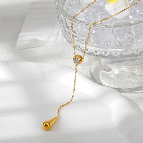 Emerald Cut Y Shaped Necklace for Women 18K Gold Plated Double Layered Y Lariat Necklace Jewelry Gift - color: Style10-White