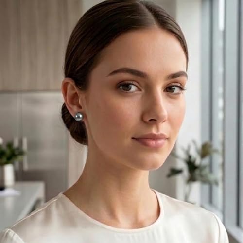 Pearl Stud Earrings Multicolor Shell Beads Pearl Hypoallergenic Stud Earrings Ocean Shell Pearl Jewelry - color: Grey