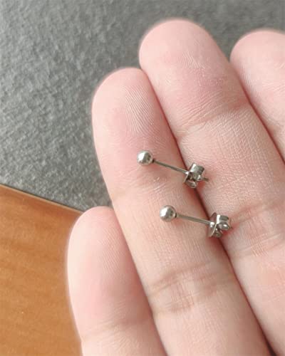 14K Gold Filled Polished Small CZ Pearl Ball Stud Earrings Set for Women Men 20G Surgical Steel Hypoallergenic Piercing Studs for Sensitive Ear, Pack of 6 Pairs - style: D : 3MM Silver Ball Set