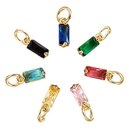 Beadthoven 20pcs Real 18K Gold Plated Rectangle Crystal Charm Pendants Cubic Zirconia Charm Beads with Jump Ring for DIY Jewelry Making Necklace Choker Earrings Tiny Dangle Accessories - color: 0Rectangle-Mixed