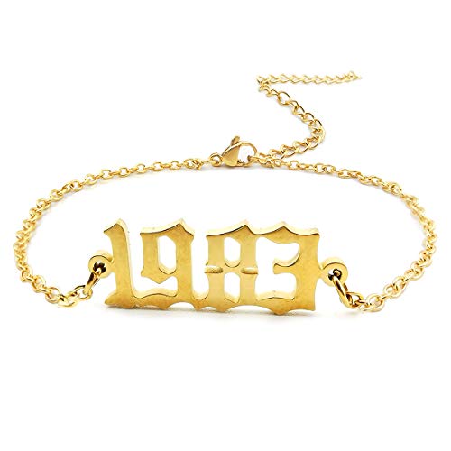 CSIYANJRY99 Birth Year Ankle Bracelets for Women14K Gold Plated Birth Year Number Anklets Adjustable Chain Beach Foot Ankle Bracelets for Women Birthday - style: 1983