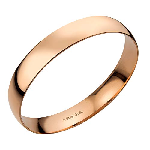555Jewelry 12mm Wide Stainless Steel Solid Slip On Bangle Bracelet for Women With Small Wrist - color: Rose Gold (Small)