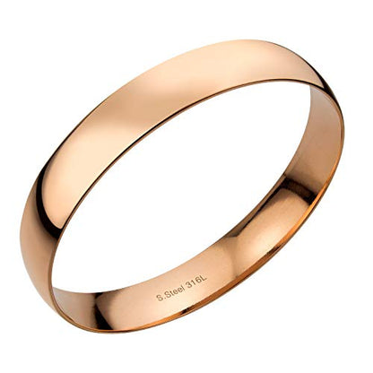 555Jewelry 12mm Wide Stainless Steel Solid Slip On Bangle Bracelet for Women With Small Wrist - color: Rose Gold (Small)
