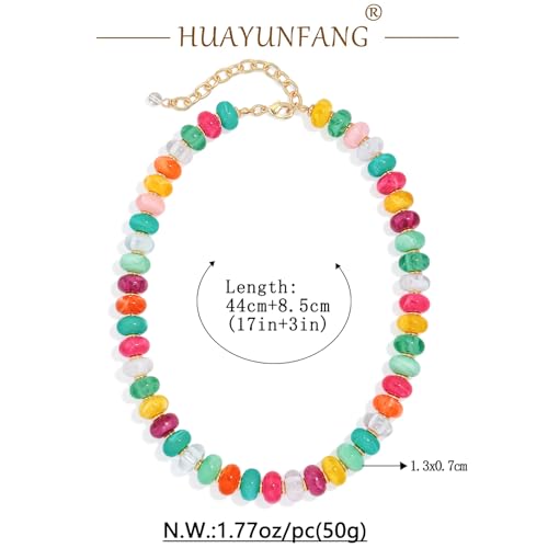 Chunky Beads Necklace for Women Trendy Gold Puffy Heart Choker Necklace Colorful Resin Beaded Heart Pendant Necklaces Statement Jewelry - color: 14MM Disc Bead-Colorful