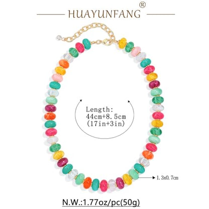 Chunky Beads Necklace for Women Trendy Gold Puffy Heart Choker Necklace Colorful Resin Beaded Heart Pendant Necklaces Statement Jewelry - color: 14MM Disc Bead-Colorful
