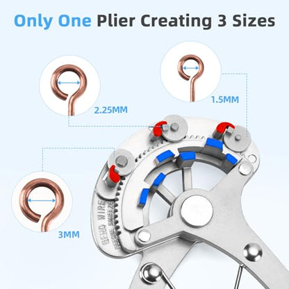 Looper Pliers in One Step for Jewelry Making 1.5mm-2.25mm-3mm Looping Size | Beading Looper Tool, Wire Looping Pliers for 24-18 Gauge Craft Wire, Patented