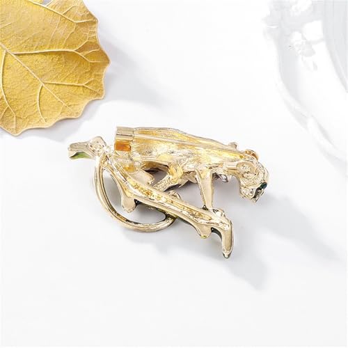 Luxury Crystal Tiger Brooch Pins for Women Men Vintage Gold-Tone Climbing Black Spots Leopard Brooch Fashion Panther Cougar Pin Suit Jackets Coat Animal Jewelry Gift - style: Gold Leopard
