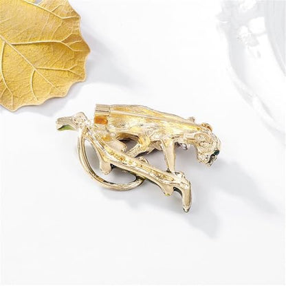 Luxury Crystal Tiger Brooch Pins for Women Men Vintage Gold-Tone Climbing Black Spots Leopard Brooch Fashion Panther Cougar Pin Suit Jackets Coat Animal Jewelry Gift - style: Gold Leopard