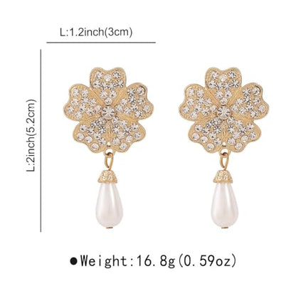 Gold Flower Dangle Earrings for Women Elegant Floral Drop Statement Jewelry Long Tassel Earrings - color: D-gold Flower Earrings