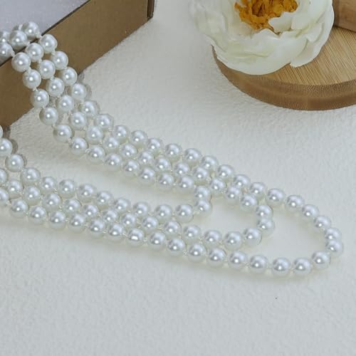 Pearl Necklaces for Women 60'' 70" Long Pearl Necklace 15.75'' Pearl Choker Necklace Chunky Bead Layered Faux Pearl Dangle Wedding Bridal 1920s Gatsby Christmas Costume Jewelry Gifts - color: Cream White-70“