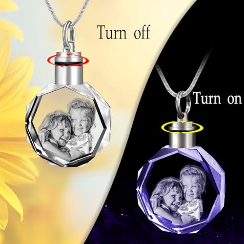Farfume Personalized Photo Necklace for Women/Men, Memorial Jewelry Gifts | Holds 2 Pictures Pendant, Custom Engraved Text, Beautiful Locket for Girls, Durable Stainless Steel, Mothers Day Gifts - color: Crystal Irregular Necklace