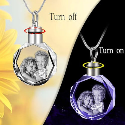 Farfume Personalized Photo Necklace for Women/Men, Memorial Jewelry Gifts | Holds 2 Pictures Pendant, Custom Engraved Text, Beautiful Locket for Girls, Durable Stainless Steel, Mothers Day Gifts - color: Crystal Irregular Necklace