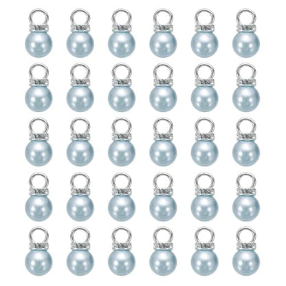 MECCANIXITY 100Pcs Imitation Pearl Pendant 10mm Faux Pearl Beads with Rhinestone for Dangle Jewelry Making Earrings Necklace Bracelets Crafts, Grey - color: Grey