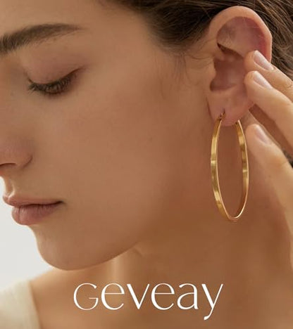 Lightweight 925 Sterling Silver Post Hoop Earrings for Women | 3mm Wide Hypoallergenic Thin Large Hoop Earrings for Women Gift 30/40/50/60mm - size: 60mm Gold