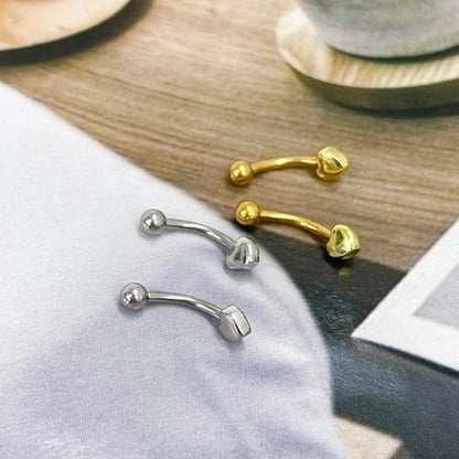 2Pcs 16G Heart Eyebrow Rings for Women Stainless Steel Eyebrow Curved Barbells Studs Lip Rings Cartilage Earrings Body Piercing Jewelry