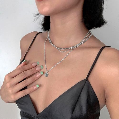3Pcs Gold Circle Pendant Necklace Set Dainty Layered Stacked Pearls Chain Choker Necklace Trendy Birthday Jewelry Accessory Gift for Women - color: Silver Coin